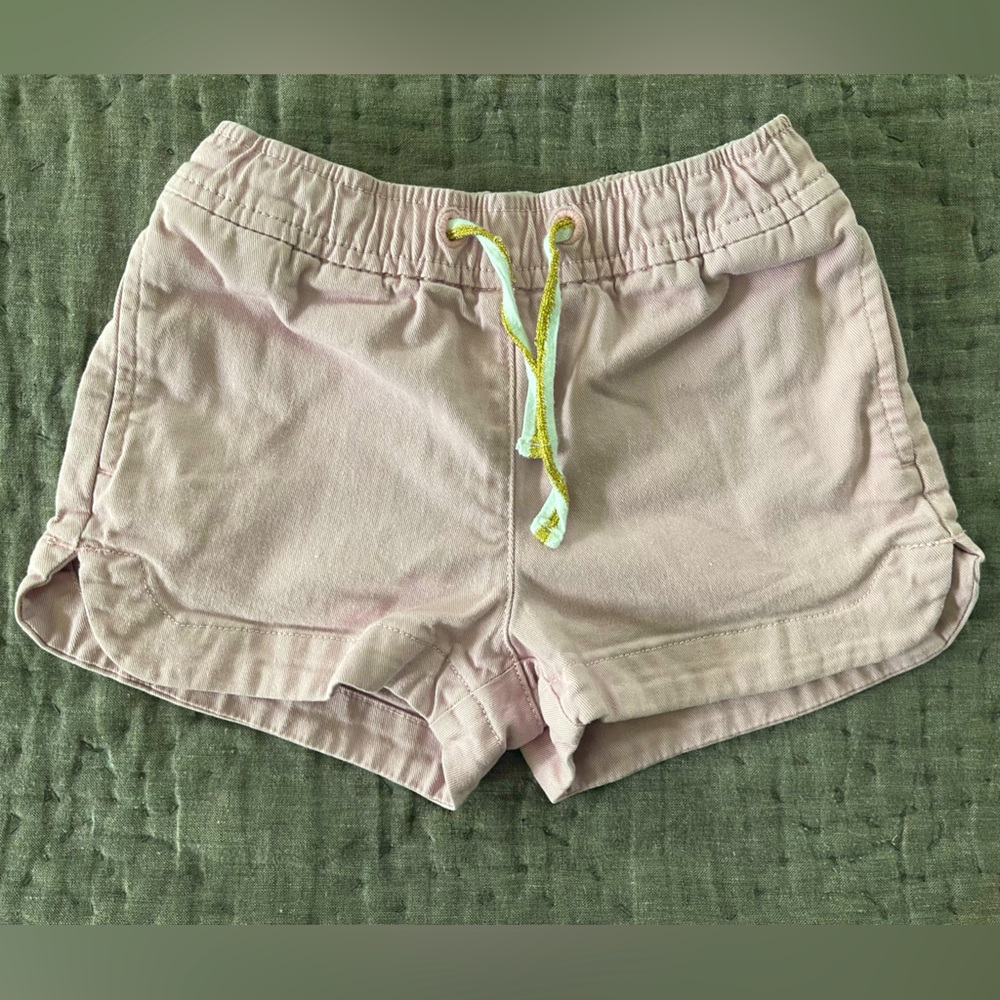 J. Crew Crewcuts Light Dusty Pink Shorts White & Gold Drawstring Size 4 Cotton